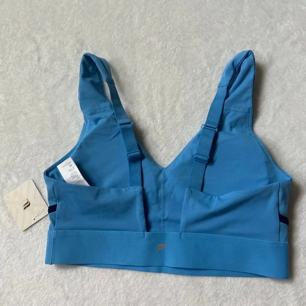 Blue Fabletics All Day everyday sport bra dark blue stripe adjustable straps nwt
